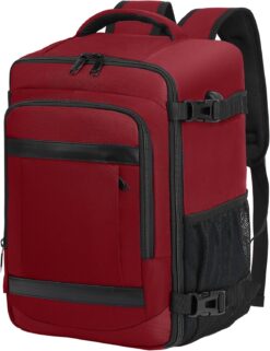 Sac à Dos Voyage Cabine Avion KLOSTAIN 40x20x25cm - 20L - Bagage Cabine Ryanair - Rouge Profond