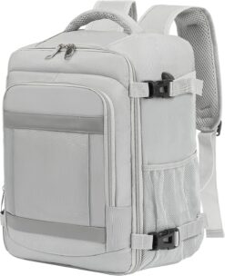 Sac à Dos Voyage Cabine Avion KLOSTAIN 40x20x25cm - 20L - Bagage Cabine Ryanair - Gris Clair