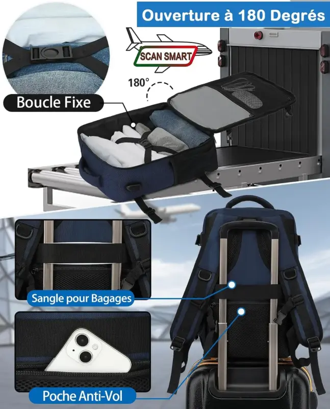 180° opening of the KLOSTAIN 20L cabin backpack