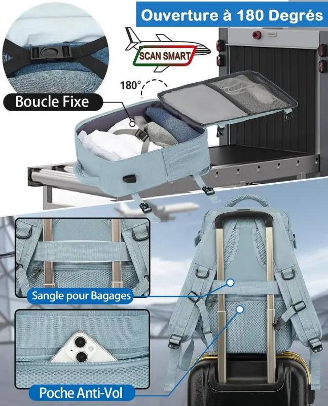 180° opening of the KLOSTAIN 30L cabin backpack