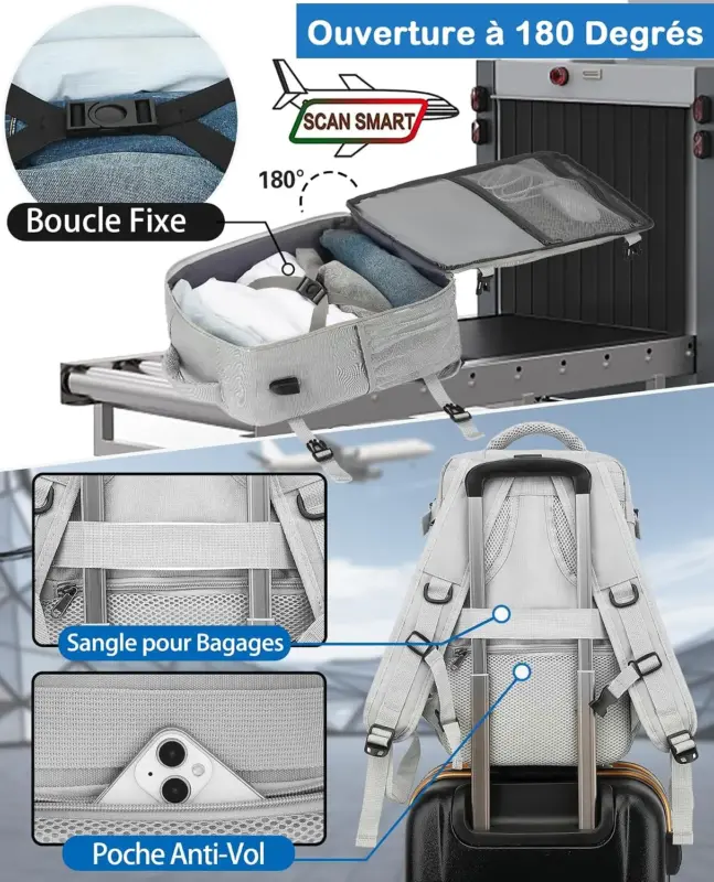 180° opening of the KLOSTAIN 30L cabin backpack