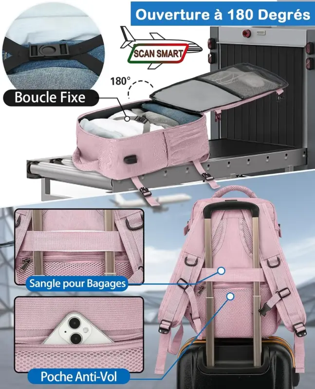 180° opening of the KLOSTAIN 20L cabin backpack