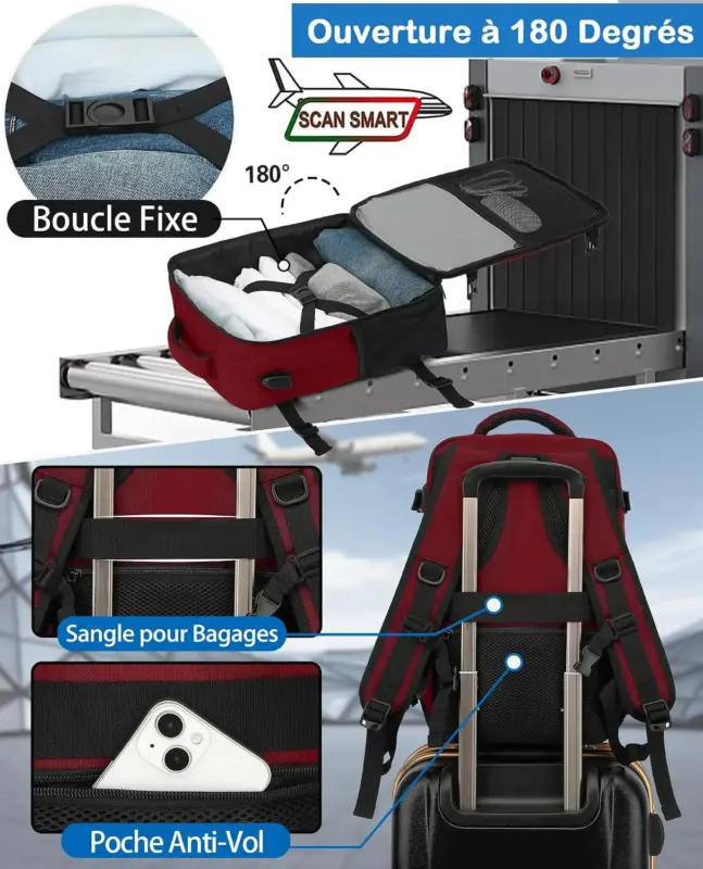 180° opening of the KLOSTAIN 20L cabin backpack